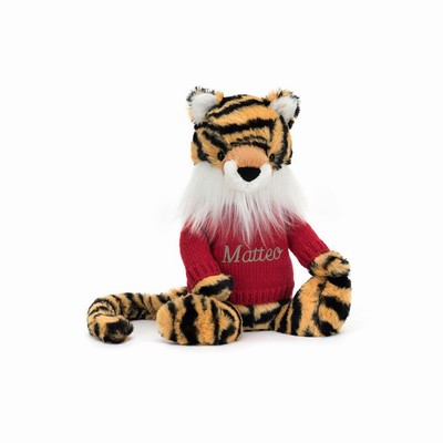 Jellycat Bashful Tiger with Red Jumper UK | 90137TLXM